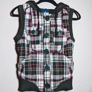 XXI Hooded button down plaid vest size small